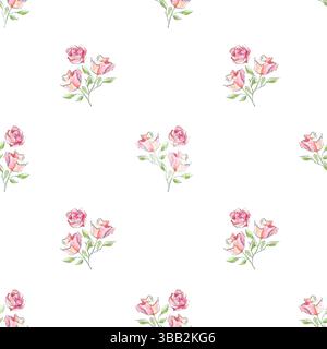 Mazzi di rose con motivo ad acquerello senza cuciture Foto Stock