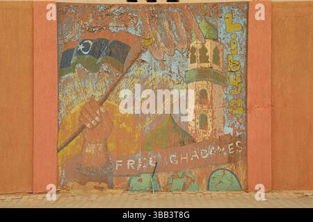 Murale a Ghadames, nello Stato della Libia Foto Stock