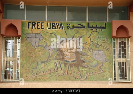 Murale a Ghadames, nello Stato della Libia Foto Stock