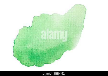 Pennellata di acquerello verde brillante su sfondo bianco Foto Stock