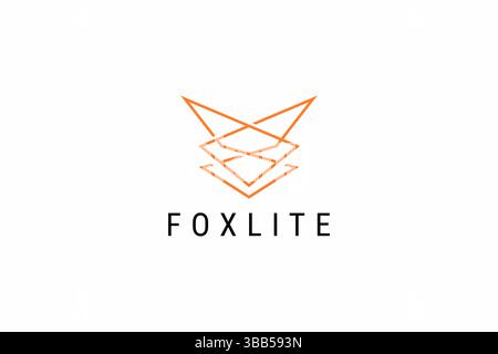 Stile di linea del logo geometrico astratto Fox Head per programmatore, sito Web, Technology software Business Illustrazione Vettoriale