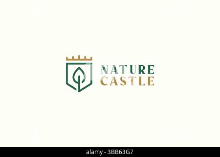Logo Royal Castle e Lead Concept Geometric Line Simple Shape Illustrazione Vettoriale