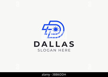 D Logo/lettera D distintivo geometrico moderno elegante e semplice identità del marchio Illustrazione Vettoriale