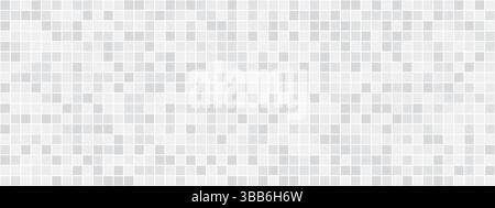 Mattonelle. Mosaico grigio senza cuciture. Sfondo con piastrelle dal design pulito ed elegante per bagno, cucina o interni spa. Minimalista e moderno Illustrazione Vettoriale