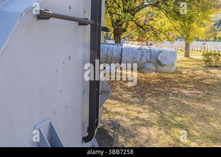 Daejeon, Corea del Sud. 27 ottobre 2019: Mirino sul lato del sistema di controllo del fuoco delle corazzate in mostra al National Cemetery Foto Stock