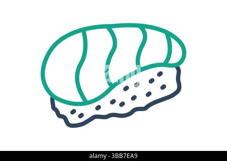 Icona del salmone. stile icona linea. icona relativa al sushi al salmone. illustrazione vettoriale degli elementi alimentari Illustrazione Vettoriale