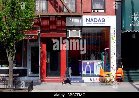 Nadas, 48 Greenwich St, New York, New York, negozio di NYC di un ristorante gluten fre colombiano Rainbow Empanadas nel Greenwich Village di Manhattan. Foto Stock