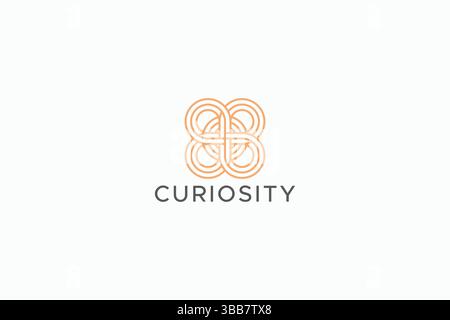 Concetto di simbolo curiosità da geometrico forma circolare linea ornamento elegante logo astratto Illustrazione Vettoriale