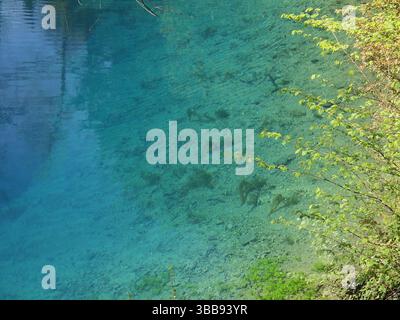 Blautopf (Blaubeuren, Alb-Donau-Kreis, Baden-Württemberg, Repubblica federale di Germania) Foto Stock