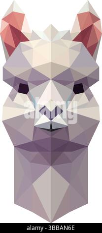 semplice illustrazione poygon della testa di alpaca Illustrazione Vettoriale