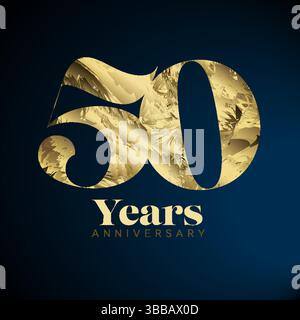 Elegante design dorato con il numero 50 per un memorabile 50° anniversario. Questo logo dorato è perfetto per celebrare un significativo 50° anniversario Illustrazione Vettoriale