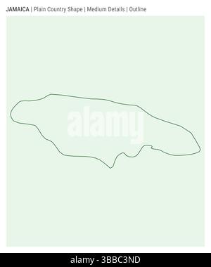 Mappa di campagna della Giamaica. Dettagli medi. Stile contorno. Forma della Giamaica. Illustrazione vettoriale. Illustrazione Vettoriale