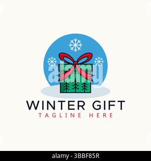 Promozione regalo invernale dicembre evento natalizio Logo promozione. Illustrazione Vettoriale