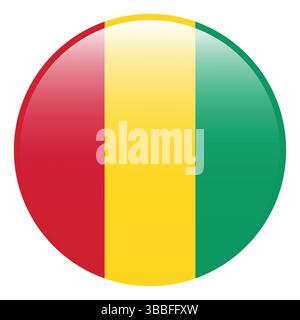 Bandiera della Guinea. Guinea Circle flag icona logo 3d disegno grafico vettoriale del computer. Illustrazione Vettoriale