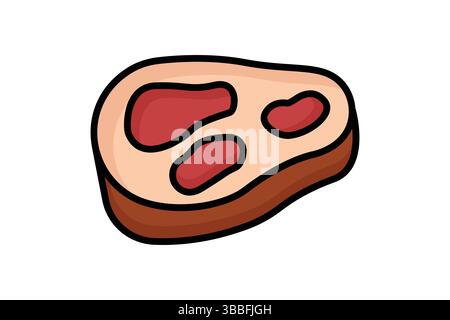 Icona manzo. stile icona contorno colorato. icona relativa alla carne. illustrazione vettoriale degli elementi alimentari Illustrazione Vettoriale