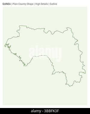 Mappa della Guinea. Dettagli di alto livello. Stile contorno. Forma della Guinea. Illustrazione vettoriale. Illustrazione Vettoriale