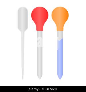 Pipetta per analisi di laboratorio Vector. Pipetta per il prelievo dei campioni. Icona pipetta su sfondo bianco. Illustrazione Vettoriale