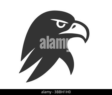 Simbolo dell'icona del logo Eagle aggressivo. Insegna di silhouette del falco dell'aquila di uccello. Immagine di illustrazione vettoriale. Isolato su sfondo bianco. Illustrazione Vettoriale