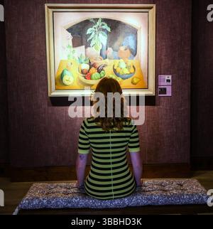 Philip Mould & Co, Gallery, Londra, Regno Unito. 16 maggio 2025. Plants and Garden produce a Benton End ,1958, Oil on Canvas Una nuova mostra che riunisce una selezione esuberante di dipinti floreali di Cedric Morris che hanno ispirato e informato il rinvigorimento dello storico giardino Suffolk dell'artista negli ultimi due anni.20 maggio - 18 giugno 2025.Paul Quezada-Neiman/Alamy Live News crediti: Paul Quezada-Neiman/Alamy Live News Foto Stock