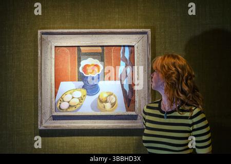 Philip Mould & Co, Gallery, Londra, Regno Unito. 16 maggio 2025. Little Harvest, 1944, olio su tela. Una nuova mostra che riunisce una selezione esuberante di dipinti floreali di Cedric Morris che hanno ispirato e informato il rinvigorimento dello storico giardino Suffolk dell'artista negli ultimi due anni.20 maggio - 18 giugno 2025.Paul Quezada-Neiman/Alamy Live News crediti: Paul Quezada-Neiman/Alamy Live News Foto Stock