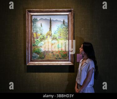 Philip Mould & Co, Gallery, Londra, Regno Unito. 16 maggio 2025. Giardini di Cipro, 1973, olio su tela. Una nuova mostra che riunisce una selezione esuberante di dipinti floreali di Cedric Morris che hanno ispirato e informato il rinvigorimento dello storico giardino Suffolk dell'artista negli ultimi due anni.20 maggio - 18 giugno 2025.Paul Quezada-Neiman/Alamy Live News crediti: Paul Quezada-Neiman/Alamy Live News Foto Stock