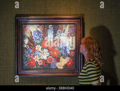 Philip Mould & Co, Gallery, Londra, Regno Unito. 16 maggio 2025. Late Flowers1934, olio su tela. Una nuova mostra che riunisce una selezione esuberante di dipinti floreali di Cedric Morris che hanno ispirato e informato il rinvigorimento dello storico giardino Suffolk dell'artista negli ultimi due anni.20 maggio - 18 giugno 2025.Paul Quezada-Neiman/Alamy Live News crediti: Paul Quezada-Neiman/Alamy Live News Foto Stock