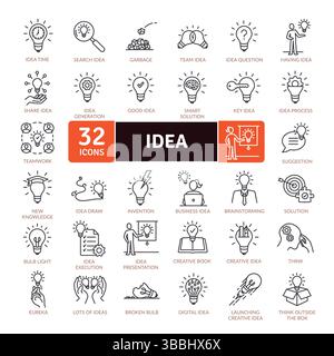 Set di icone per la generazione di idee: Creatività e innovazione Illustrazione Vettoriale