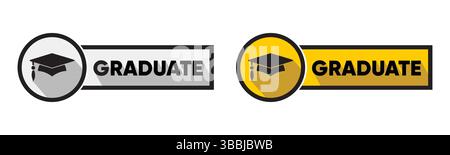 Icona del distintivo di laurea Vector Design nei colori argento e oro Illustrazione Vettoriale