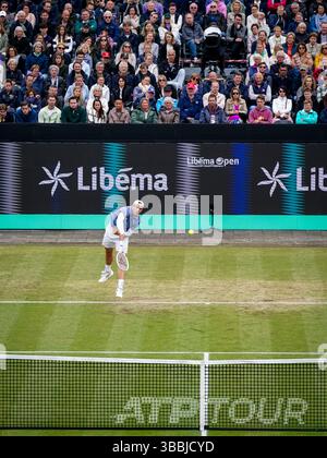 'S-HERTOGENBOSCH, PAESI BASSI - 14 GIUGNO: Tallon Griekspoor dei Paesi Bassi partecipa al quarto di finale maschile contro l'australiano Aleksandar Vukic il giorno 5 del Libema Open Grass Court Championships all'Autotron il 14 giugno 2024 a 'S-Hertogenbosch, Paesi Bassi (foto di Rene Nijhuis/BSR Agency) Foto Stock