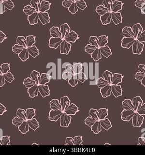 Motivo vettoriale con anemoni rosa su sfondo mocha mousse Illustrazione Vettoriale