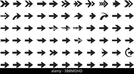 Icone delle frecce dinamiche pulite ed eleganti segni di navigazione per l'uso Web e grafico Illustrazione Vettoriale