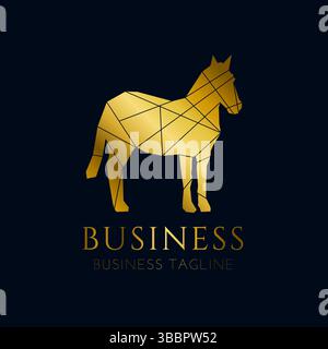 Logo Gold Luxury Horse Stallion o Equestrian in moderno ed elegante stile geometrico Illustrazione Vettoriale