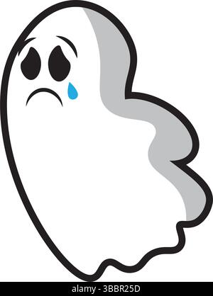 Illustrazione vettoriale del personaggio fantasma di halloween in lacrime Illustrazione Vettoriale