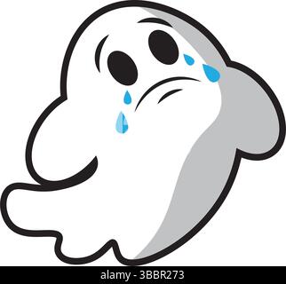 Illustrazione vettoriale del personaggio fantasma di halloween in lacrime Illustrazione Vettoriale