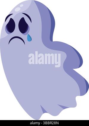 Illustrazione vettoriale del personaggio fantasma di halloween in lacrime Illustrazione Vettoriale