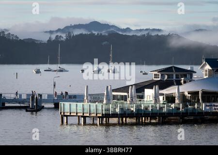 Molo a Paihia, Bay of Islands, North Island, nuova Zelanda Foto Stock