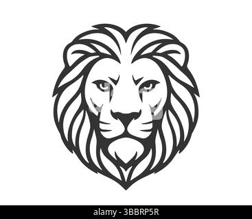 Modello icona con il logo della testa di leone. Simbolo del leone. Immagine di illustrazione vettoriale. Illustrazione Vettoriale