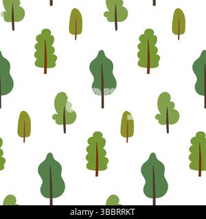 Struttura senza cuciture degli alberi boschivi. Percorso escursionistico. Sfondo campeggio. Illustrazione Vettoriale