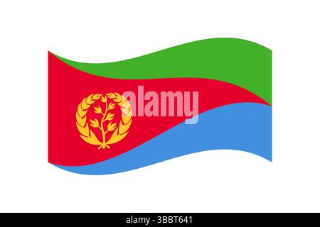 Bandiera dell'Eritrea. Illustrazione vettoriale digitale con proporzioni e colori ufficiali della bandiera dell'Eritrea. Bandiera ondulata. Illustrazione Vettoriale