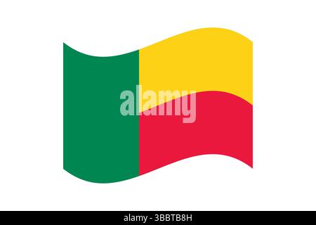 Bandiera del Benin. Immagine vettoriale digitale con proporzioni e colori ufficiali della bandiera del Benin. Bandiera ondulata. Illustrazione Vettoriale