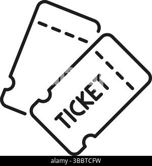 Due biglietti per l'evento. Simbolo di ingresso, intrattenimento e pass di ingresso. Biglietti per concerti, film e cinema. Tratto modificabile. Isolato Illustrazione Vettoriale