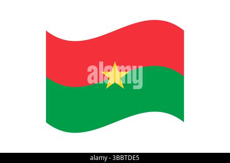 Bandiera del Burkina Faso. Colori ufficiali della bandiera del Burkina Faso e illustrazione vettoriale digitale delle proporzioni. Bandiera ondulata. Illustrazione Vettoriale