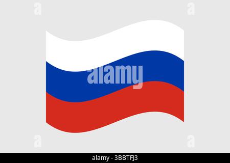 Bandiera della Russia. Illustrazione vettoriale digitale della bandiera ondulata russa. Bandiera fluttuante. Illustrazione Vettoriale