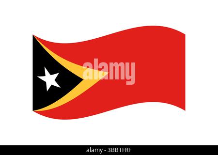 Bandiera di Timor Est. Illustrazione vettoriale digitale con bandiera ondulata di Timor Est. Bandiera fluttuante. Illustrazione Vettoriale