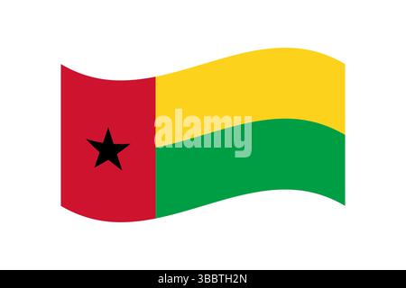 Bandiera della Guinea-Bissau. Illustrazione vettoriale digitale bandiera ondulata Guinea-Bissau. Illustrazione Vettoriale
