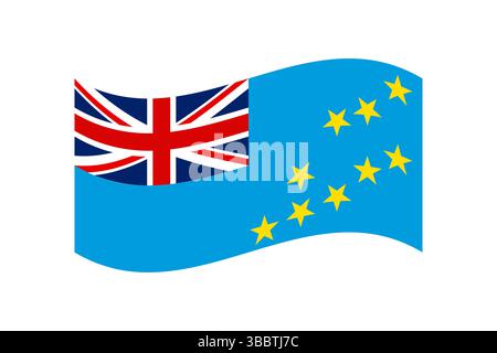 Bandiera di Tuvalu. Illustrazione vettoriale digitale con proporzioni e colori ufficiali della bandiera Tuvalu. Bandiera ondulata. Illustrazione Vettoriale