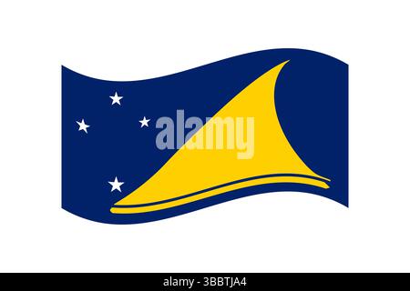 Bandiera di Tokelau. Immagine vettoriale digitale con proporzioni e colori ufficiali della bandiera Tokelau. Bandiera ondulata. Illustrazione Vettoriale