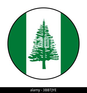 Bandiera dell'isola di Norfolk. Bordo nero. Icona del logo della bandiera circolare di Norfolk Island grafica vettoriale del computer. Illustrazione Vettoriale