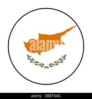 Bandiera di Cipro. Bordo nero. Icona del logo della bandiera del cerchio di Cipro disegno dell'illustrazione vettoriale del computer. Illustrazione Vettoriale