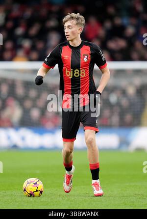 Foto del file del 25-01-2025 del decano Huijsen di Bournemouth che completerà un trasferimento al Real Madrid in tempo per essere inserito nella Coppa del mondo per club dopo che i giganti spagnoli hanno attivato la sua clausola di rilascio da 50 milioni di sterline. Data foto: Sabato 25 gennaio 2025. Data di pubblicazione: Sabato 17 maggio 2025. Foto Stock